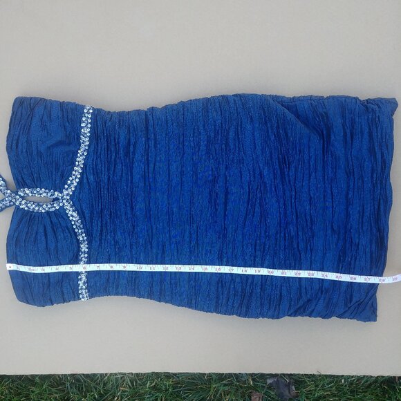 Y2K sapphire blue ruched dress glitter silver sequin halter stra… - Picture 10 of 12